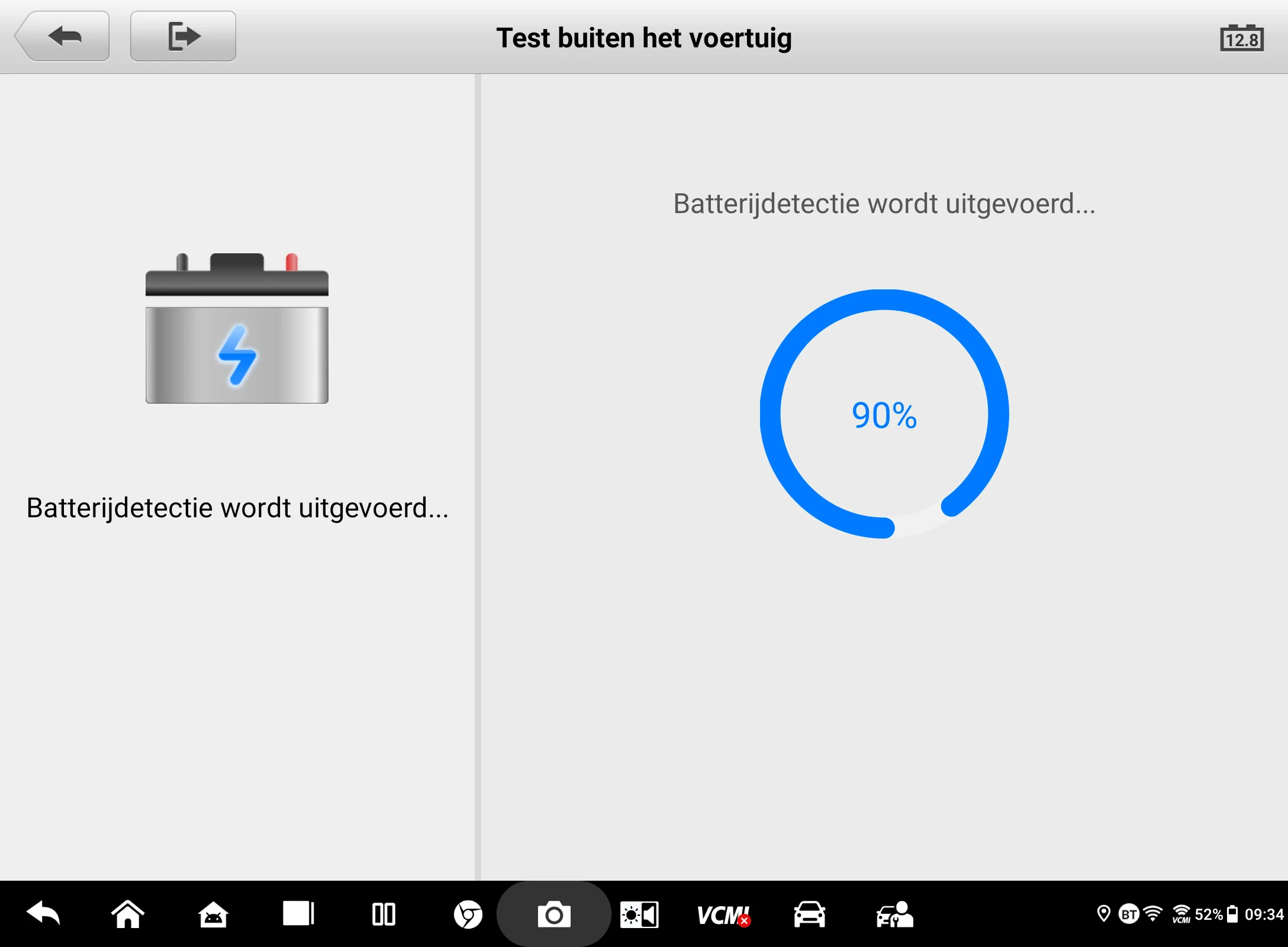 Autel 12V accutest - batterijtest wordt uitgevoerd