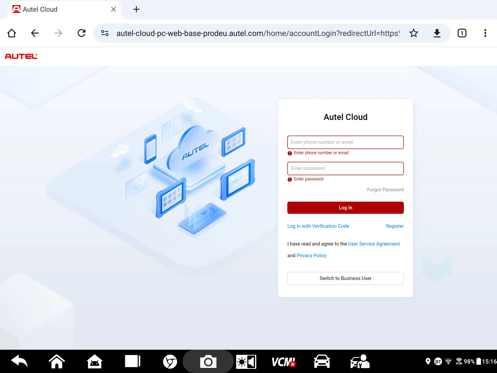 Autel Cloud - Inloggen of registreren