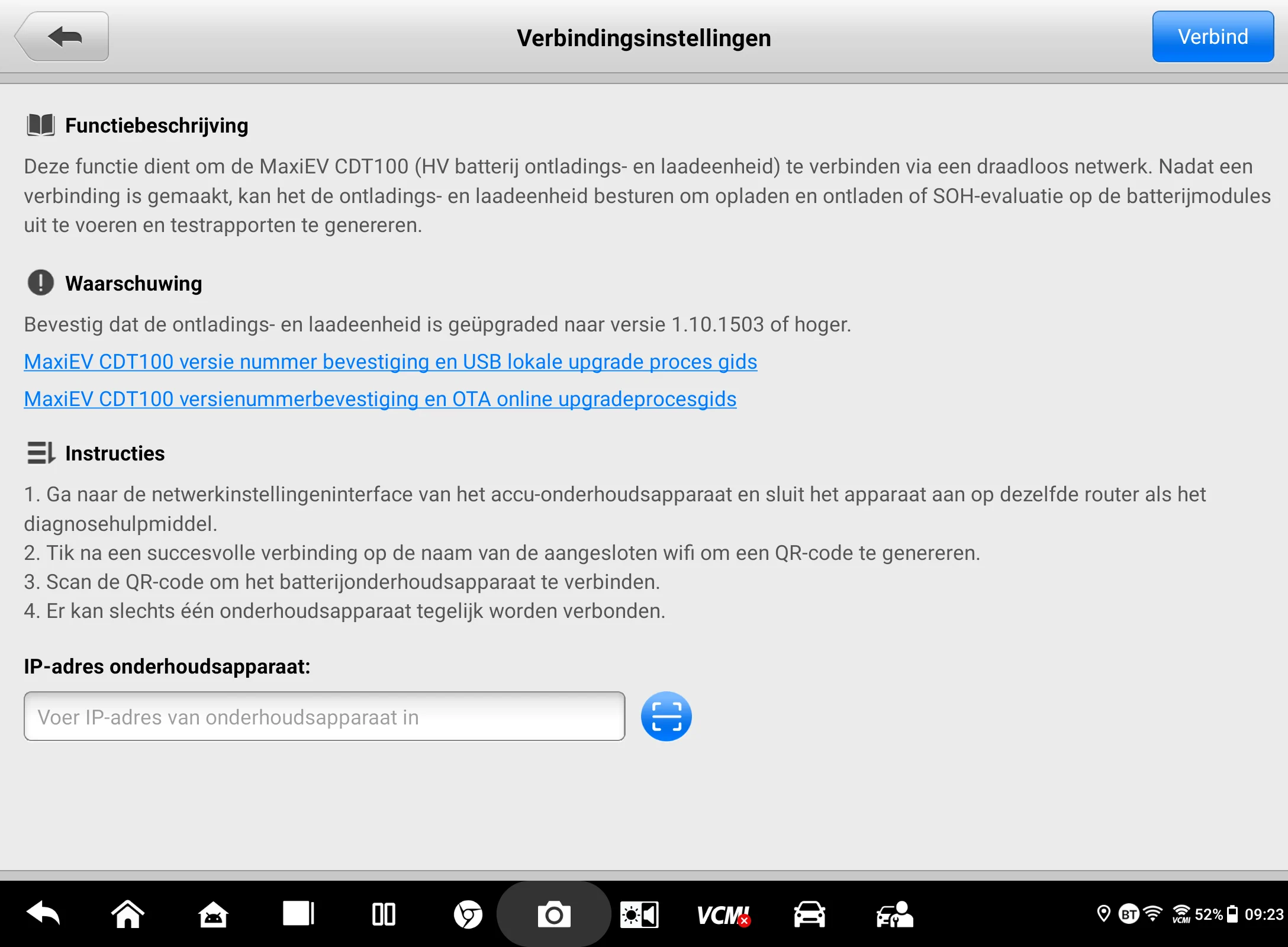 Autel | Vervangen van de hoogspanningsaccu - Verbinding met de MaxiEV CDT100
