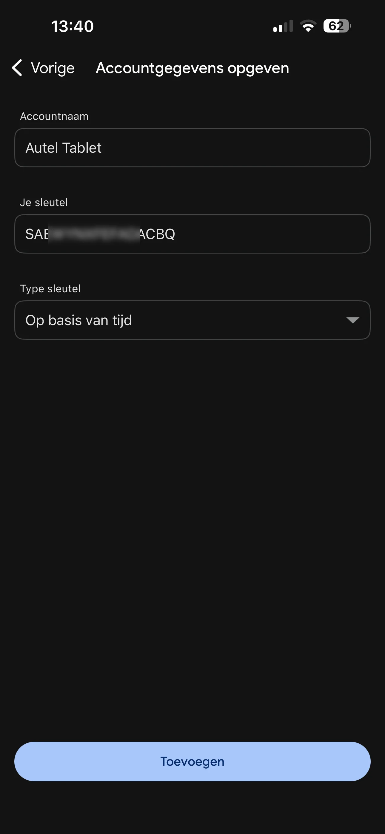 Stap 8 - Autel-sleutel opslaan